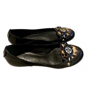 Tory Burch Patent Leather with Leopard Print Flats